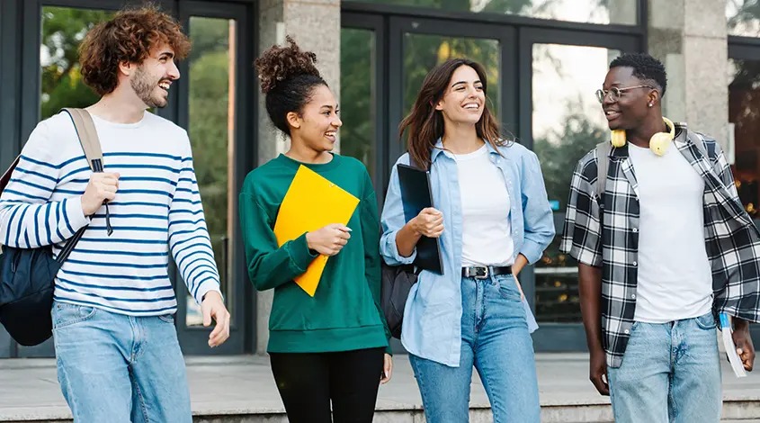 group of diverse college students