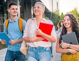 student walking to campus