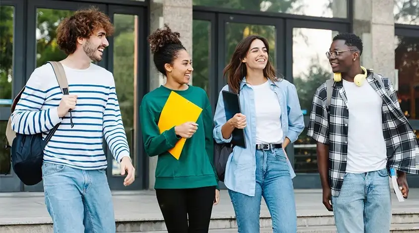 group of diverse young college students