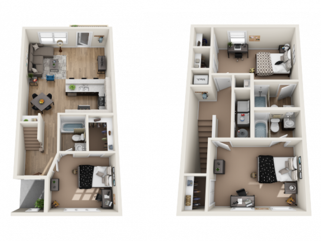3x3 - Birchmore B Furnished Floor plan