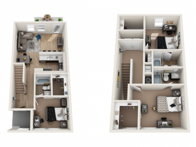3x3 - Milledge A Furnished Floor plan